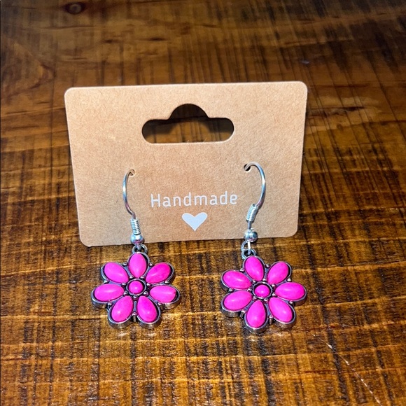 Jewelry - Pink Western Style Flower Handmade Earrings